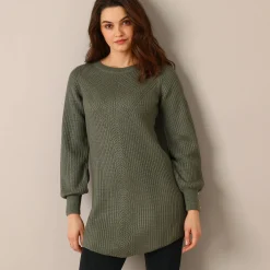 Trui En Vest<Blancheporte Tunietrui in fantasietricot kaki
