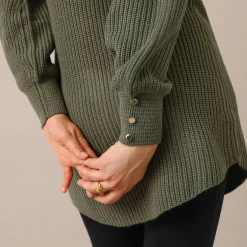 Trui En Vest<Blancheporte Tunietrui in fantasietricot kaki