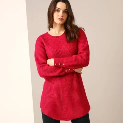 Trui En Vest<Blancheporte Tunietrui in fantasietricot framboos