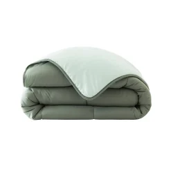Dekbed<Blancheporte Tweekleurig dekbed in microvezel 500 g/m2 eucalyptus / amandelgroen