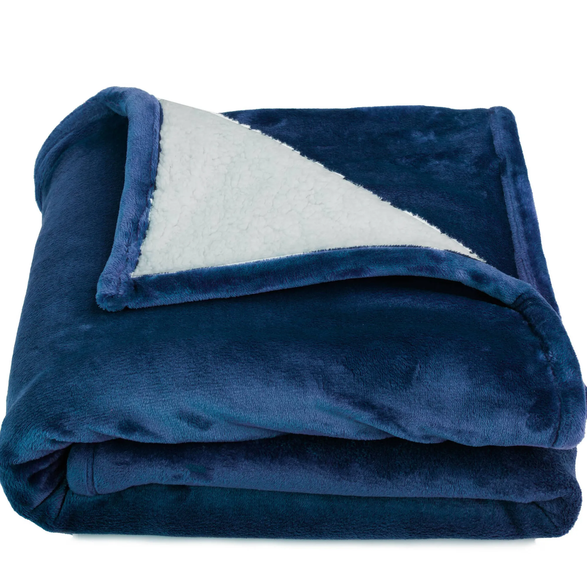 Deken<Blancheporte Tweekleurig deken in fleece en sherpa marine