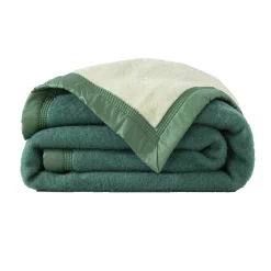 Deken<Ourson Tweekleurig deken in wol 600g/m2 groen