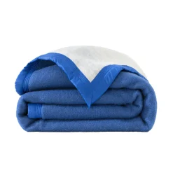 Deken<Ourson Tweekleurig deken in wol 800g/m2 blauw