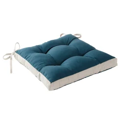 Stoelkussentje<Blancheporte Tweekleurig stoelkussentje - set van 2 Pruisisch blauw