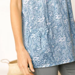 Bloes En Tuniek<Blancheporte Tweekleurige, bedrukte tuniek grijsblauw / wit