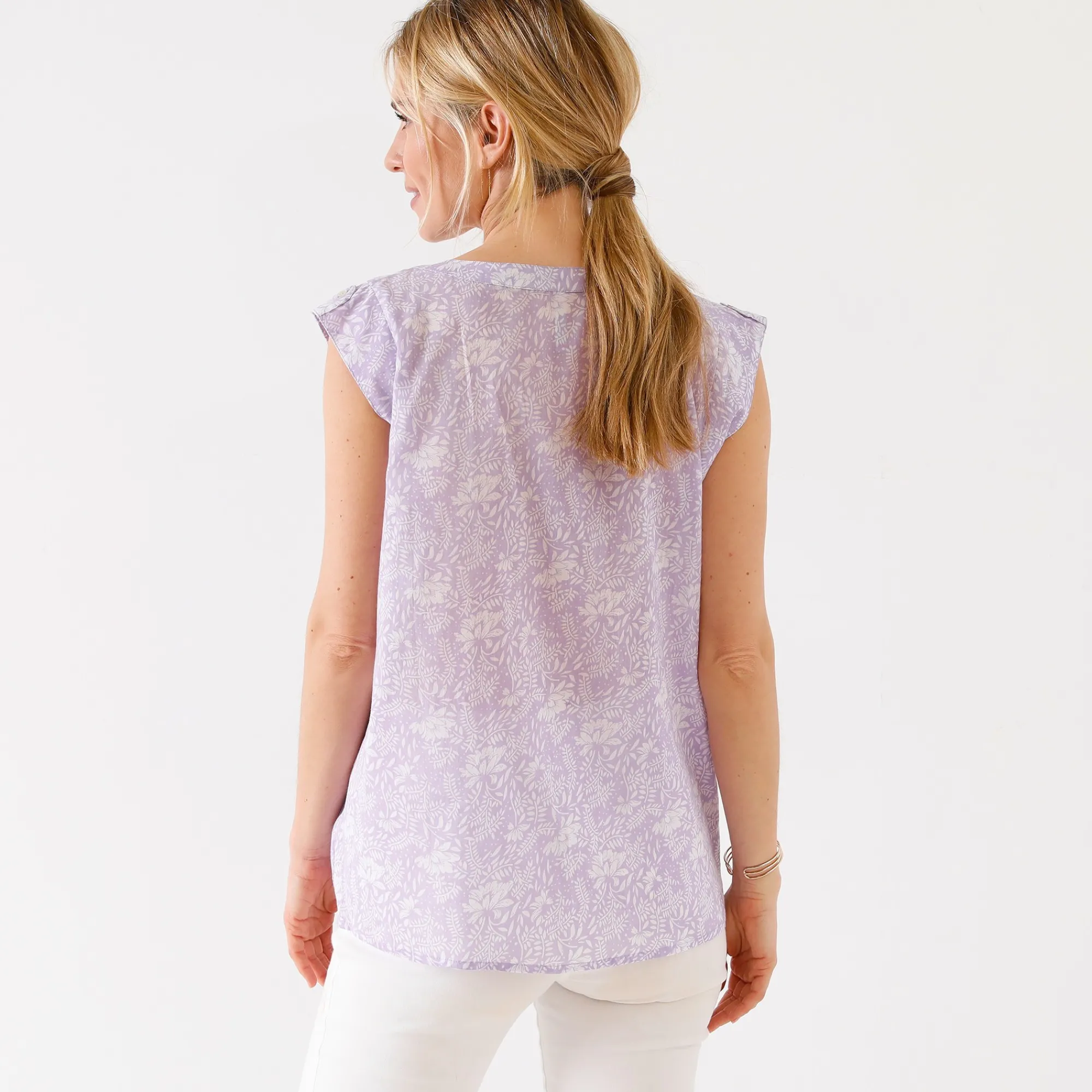Bloes En Tuniek<Blancheporte Tweekleurige, bedrukte tuniek parma / wit