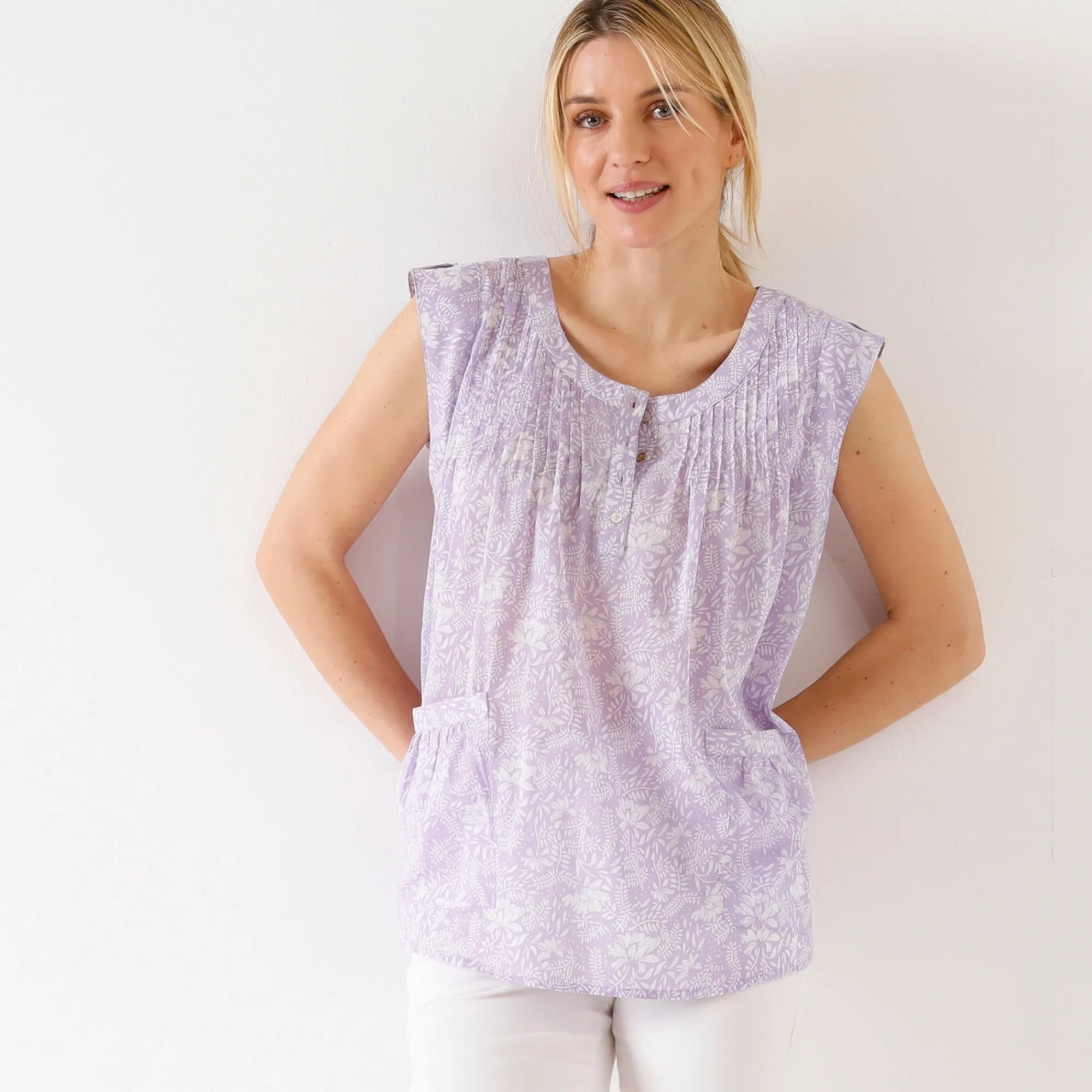 Bloes En Tuniek<Blancheporte Tweekleurige, bedrukte tuniek parma / wit