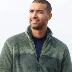 Sweater|Trui En Vest<Blancheporte Tweekleurige blouson met rits, fleece met pluchetouch groen / kaki