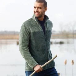 Sweater|Trui En Vest<Blancheporte Tweekleurige blouson met rits, fleece met pluchetouch groen / kaki