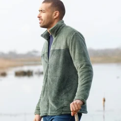 Sweater|Trui En Vest<Blancheporte Tweekleurige blouson met rits, fleece met pluchetouch groen / kaki