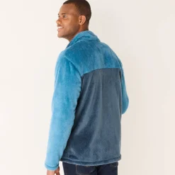 Sweater|Trui En Vest<Blancheporte Tweekleurige blouson met rits, fleece met pluchetouch eendenblauw / marine