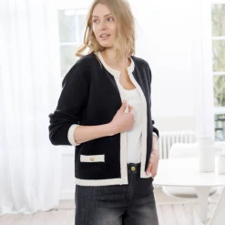 Trui En Vest<Blancheporte Tweekleurige cardigan in jasjesstijl, jerseytricot zwart / ecru