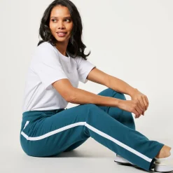 Broek<Blancheporte Tweekleurige joggingbroek eendenblauw / wit
