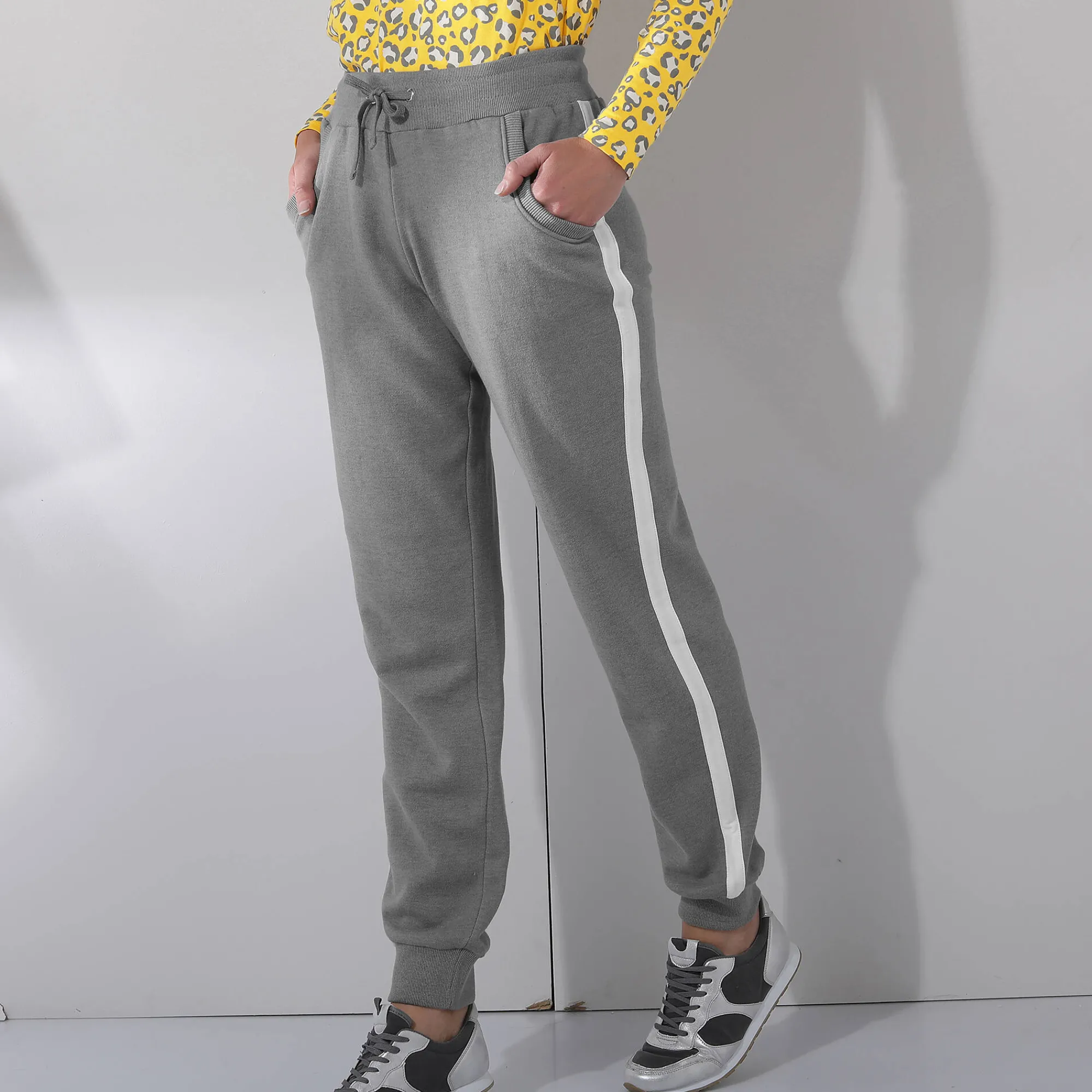 Broek<Blancheporte Tweekleurige joggingbroek chiné grijs / wit