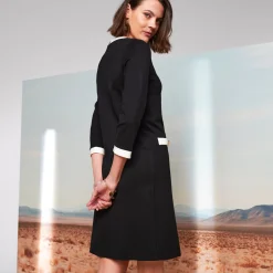 Jurk<Blancheporte Tweekleurige jurk, milanotricot zwart / ecru