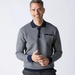 T-Shirt, Hemd En Polo<Blancheporte Tweekleurige polo in warm tricot, lange mouwen marine