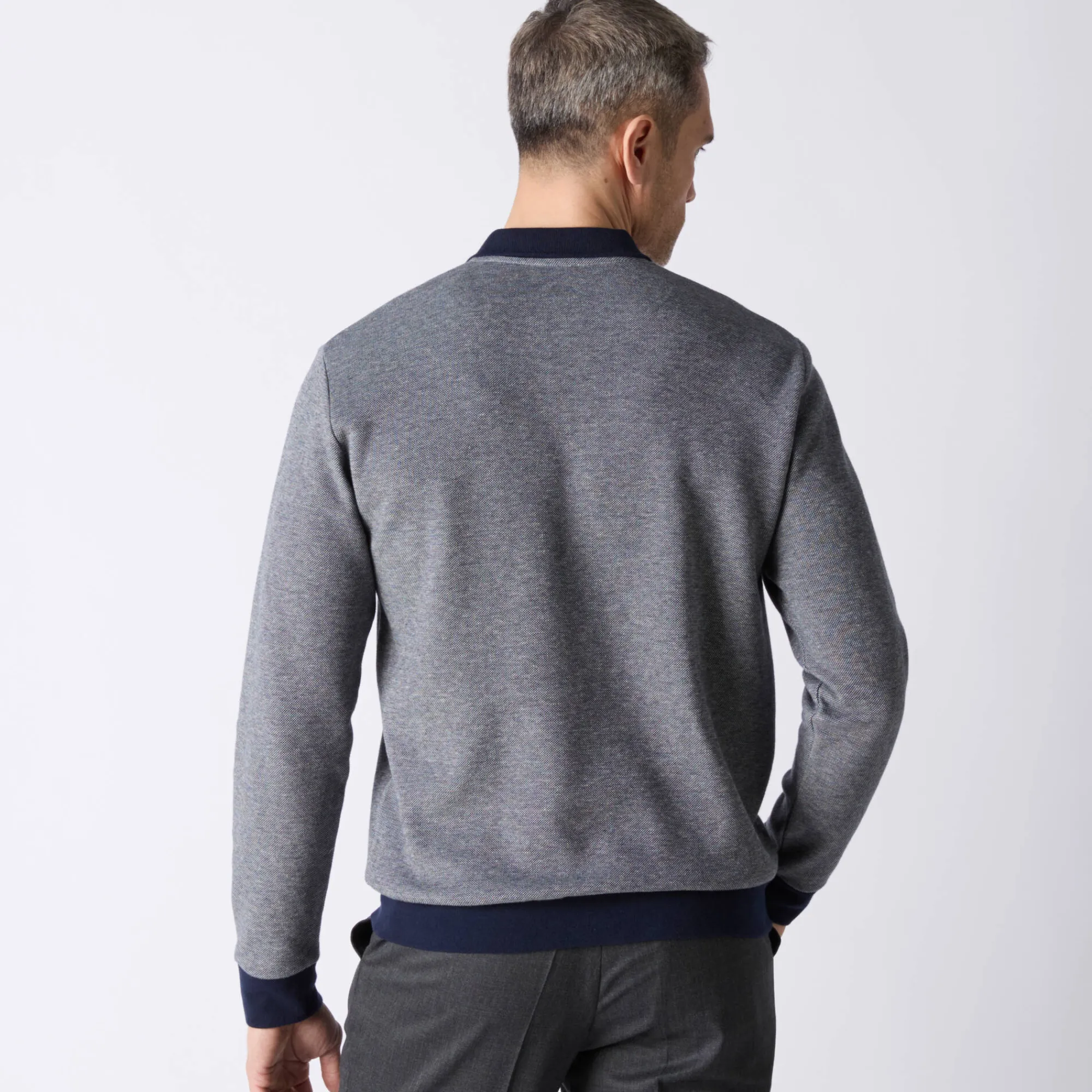 T-Shirt, Hemd En Polo<Blancheporte Tweekleurige polo in warm tricot, lange mouwen marine