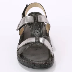 Sandalen En Espadrilles|Schoenen<Blancheporte Tweekleurige sandalen in extrasoepel leer - zwart