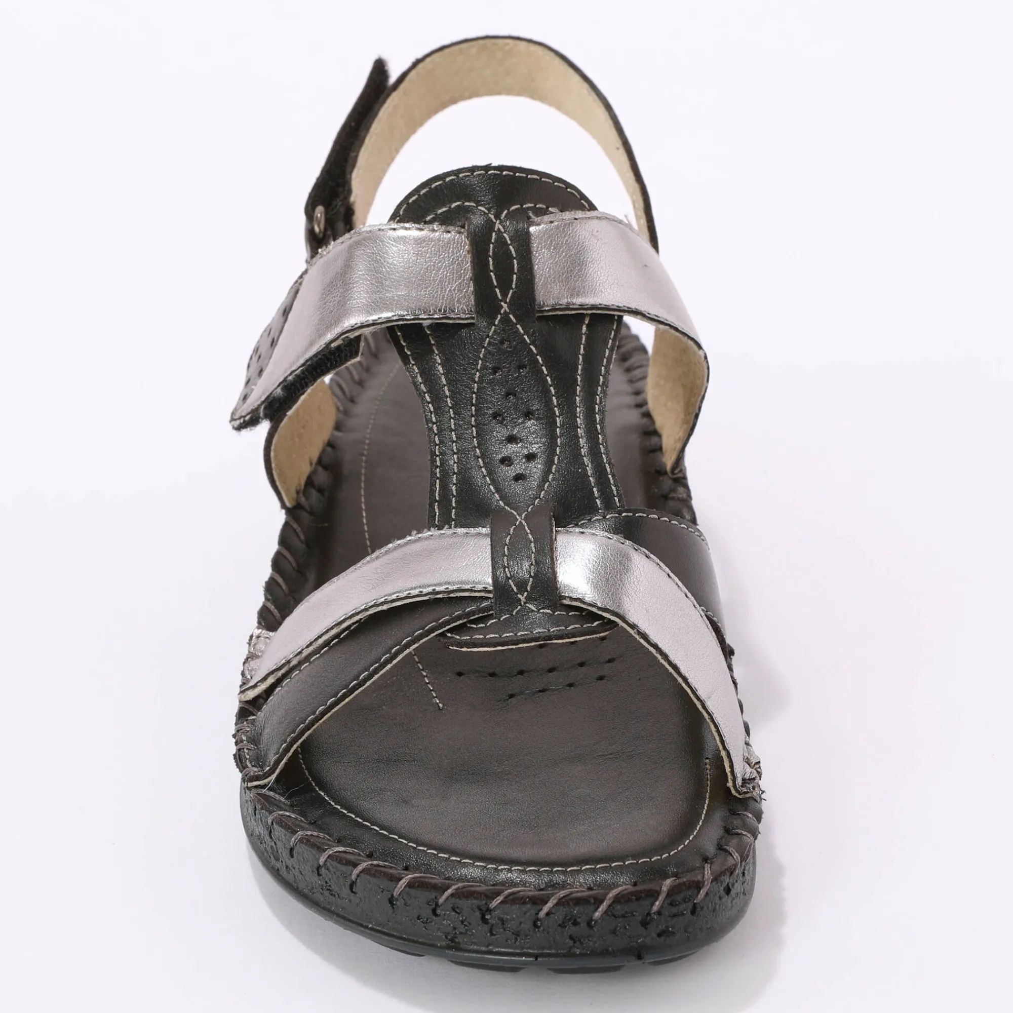 Sandalen En Espadrilles|Schoenen<Blancheporte Tweekleurige sandalen in extrasoepel leer - zwart