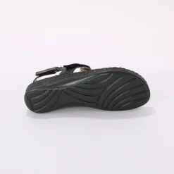 Sandalen En Espadrilles|Schoenen<Blancheporte Tweekleurige sandalen in extrasoepel leer - zwart