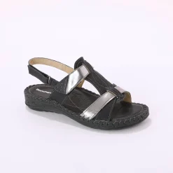 Sandalen En Espadrilles|Schoenen<Blancheporte Tweekleurige sandalen in extrasoepel leer marine