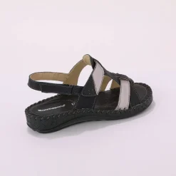 Sandalen En Espadrilles|Schoenen<Blancheporte Tweekleurige sandalen in extrasoepel leer marine