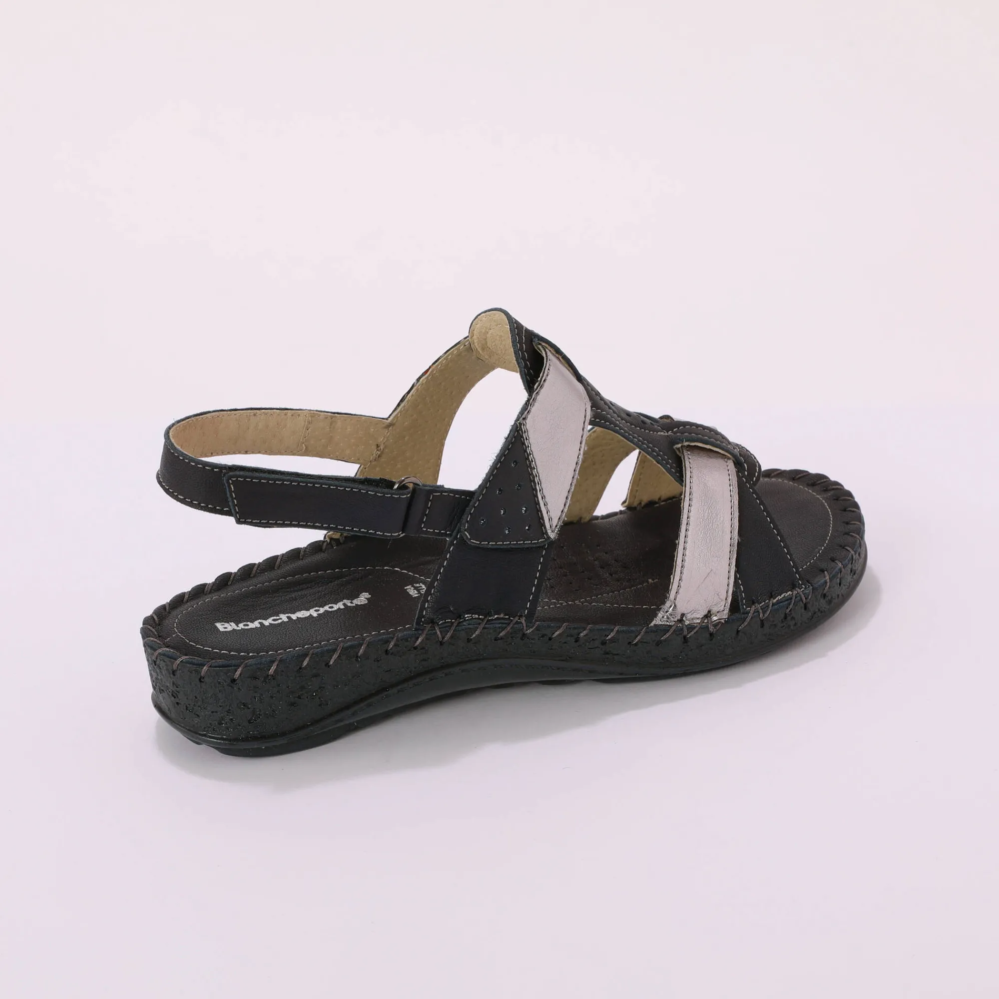 Sandalen En Espadrilles|Schoenen<Blancheporte Tweekleurige sandalen in extrasoepel leer marine