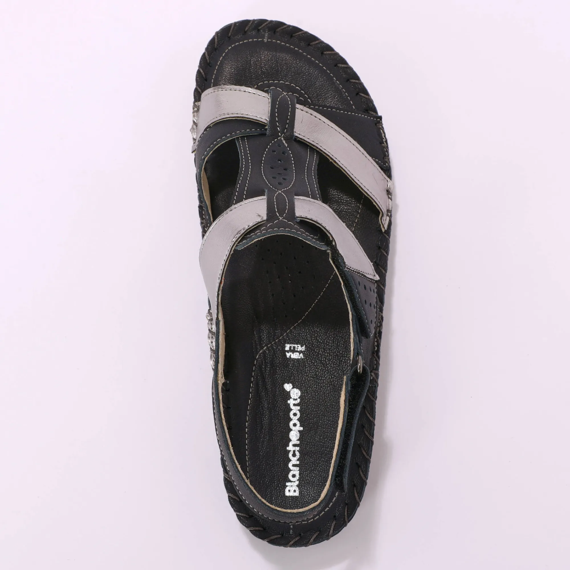 Sandalen En Espadrilles|Schoenen<Blancheporte Tweekleurige sandalen in extrasoepel leer marine
