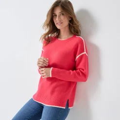 Trui En Vest<Blancheporte Tweekleurige trui in streelzacht tricot roze