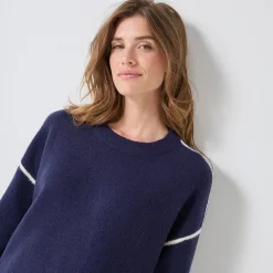 Trui En Vest<Blancheporte Tweekleurige trui in streelzacht tricot marine