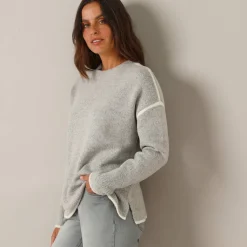 Trui En Vest<Blancheporte Tweekleurige trui in streelzacht tricot chiné grijs