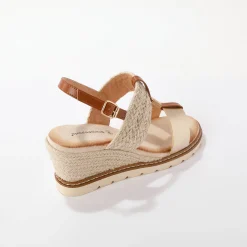 Sandalen En Espadrilles|Schoenen<Blancheporte Tweemateriaal touw sleehakken goudkleurig