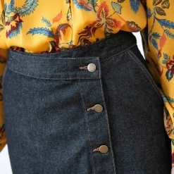 Rok<Blancheporte Uiltlopende jeansrok in wikkelstijl black