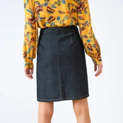 Rok<Blancheporte Uiltlopende jeansrok in wikkelstijl black