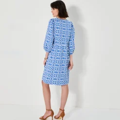 Jurk<Blancheporte Uitlopende korte jurk, ikatprint blauw / wit