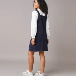 Jurk<Blancheporte Uitlopende overgooierjurk, ribvelours marine