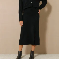 Rok<Blancheporte Uitlopende rok in midimodel, tricot zwart