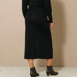 Rok<Blancheporte Uitlopende rok in midimodel, tricot zwart
