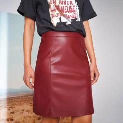Rok<Blancheporte Uitlopende rok, leeraspect** bordeaux