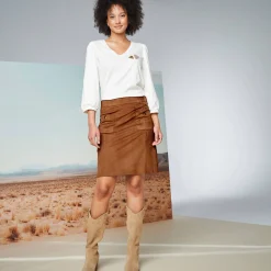 Rok<Blancheporte Uitlopende rok, suedine karamel