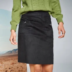 Rok<Blancheporte Uitlopende rok, suedine zwart