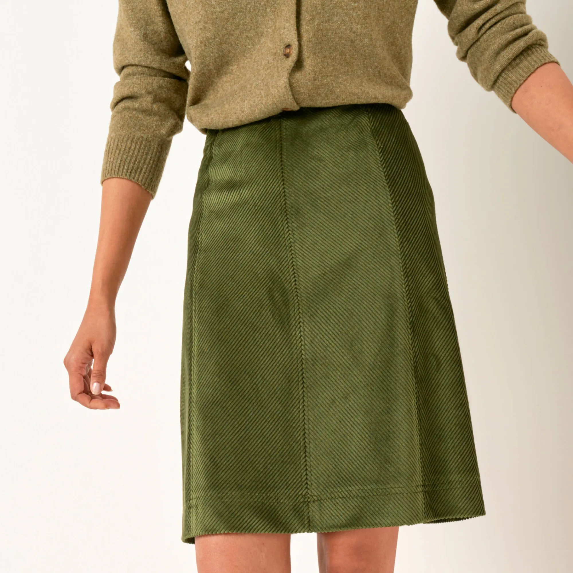 Rok<Blancheporte UItlopende rok, velours kaki