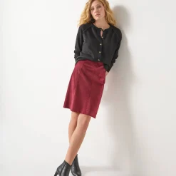 Feestoutfits Dames|Rok<Blancheporte UItlopende rok, velours bordeaux