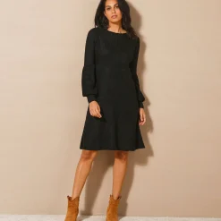 Jurk<Blancheporte Uitlopende trui-jurk in patenttricot zwart