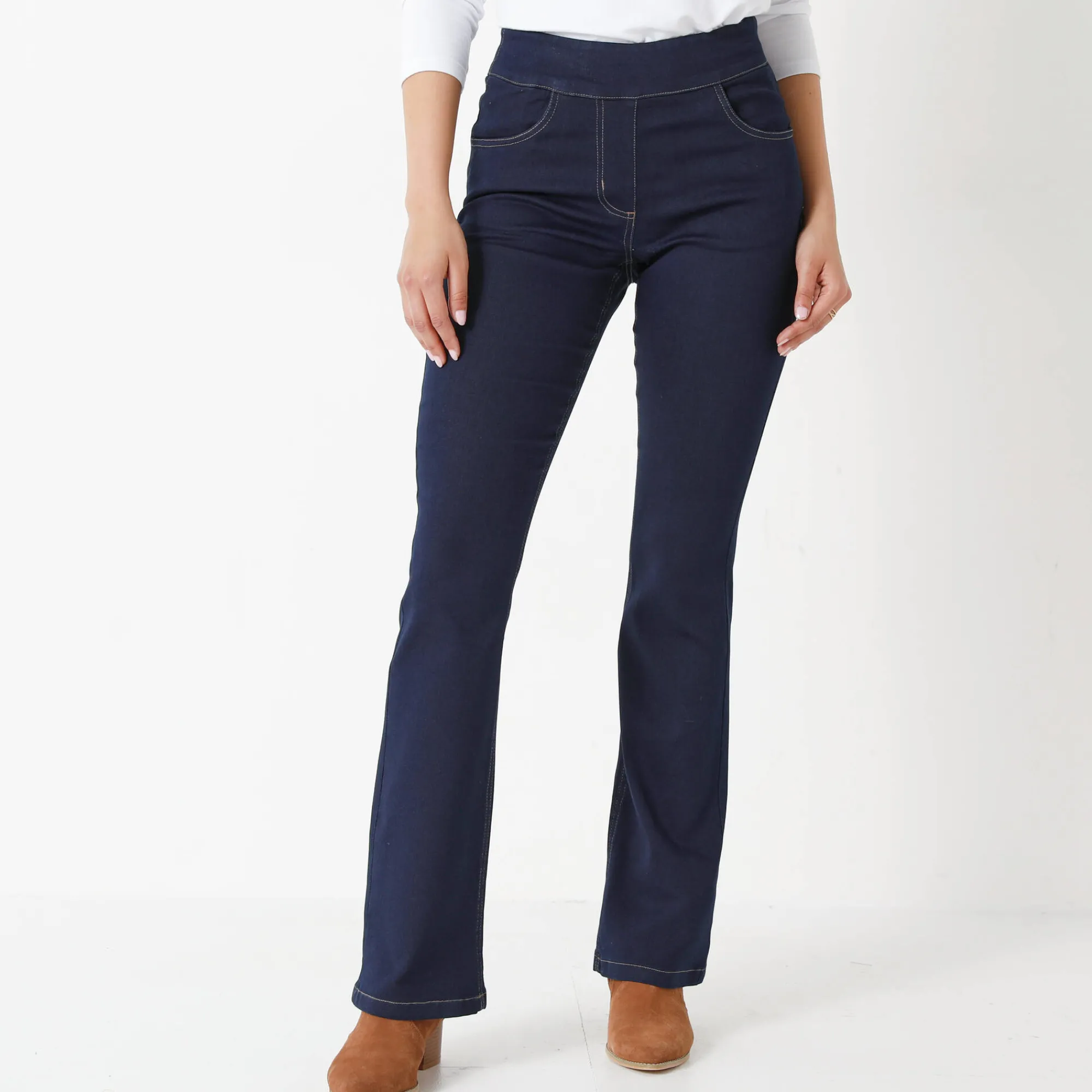 Jeans|Broek<Blancheporte Ultracomfortabele bootcut jeans, grote lengte dark blue