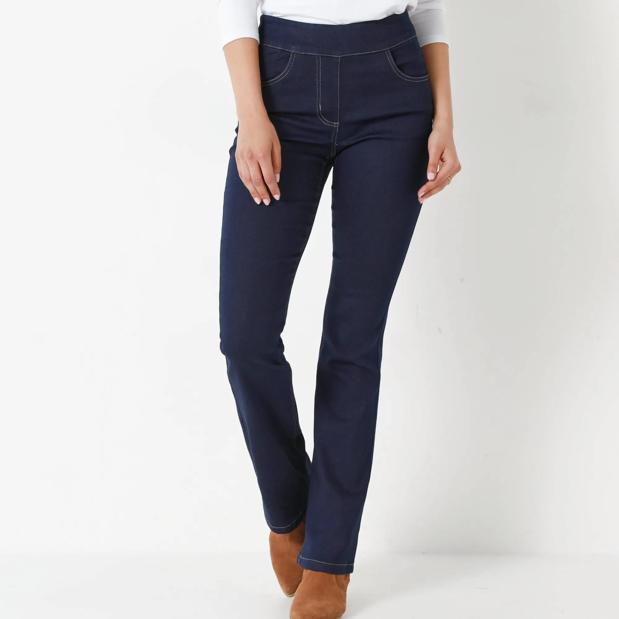 Jeans|Broek<Blancheporte Ultracomfortabele bootcut jeans, grote lengte dark blue