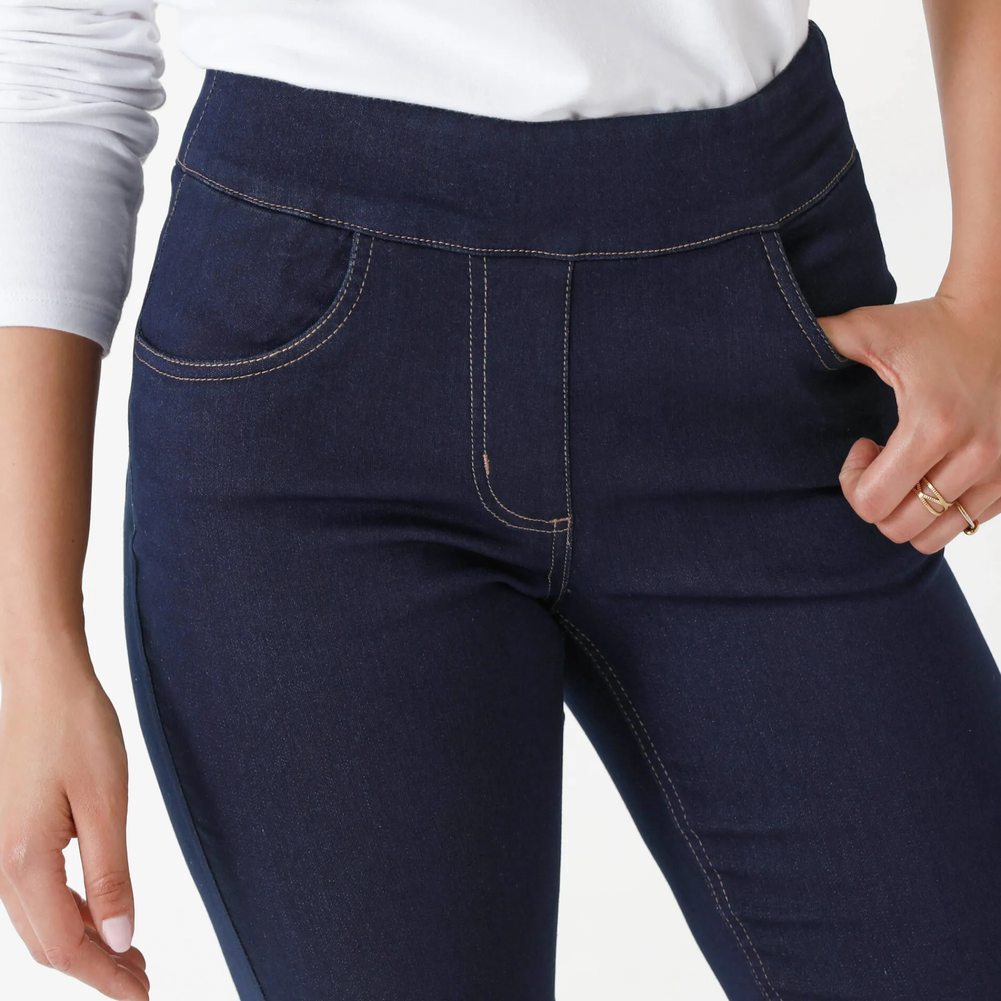 Jeans|Broek<Blancheporte Ultracomfortabele bootcut jeans, grote lengte dark blue