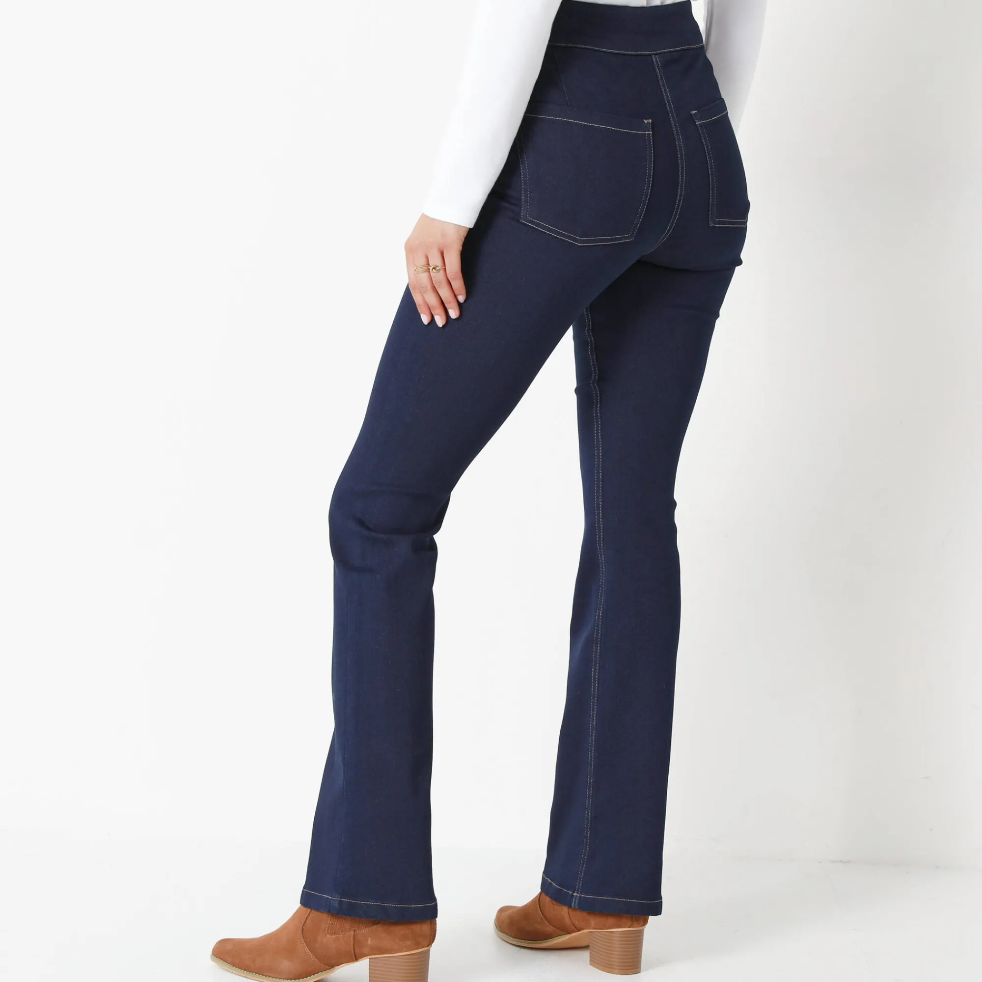 Jeans|Broek<Blancheporte Ultracomfortabele bootcut jeans, grote lengte dark blue