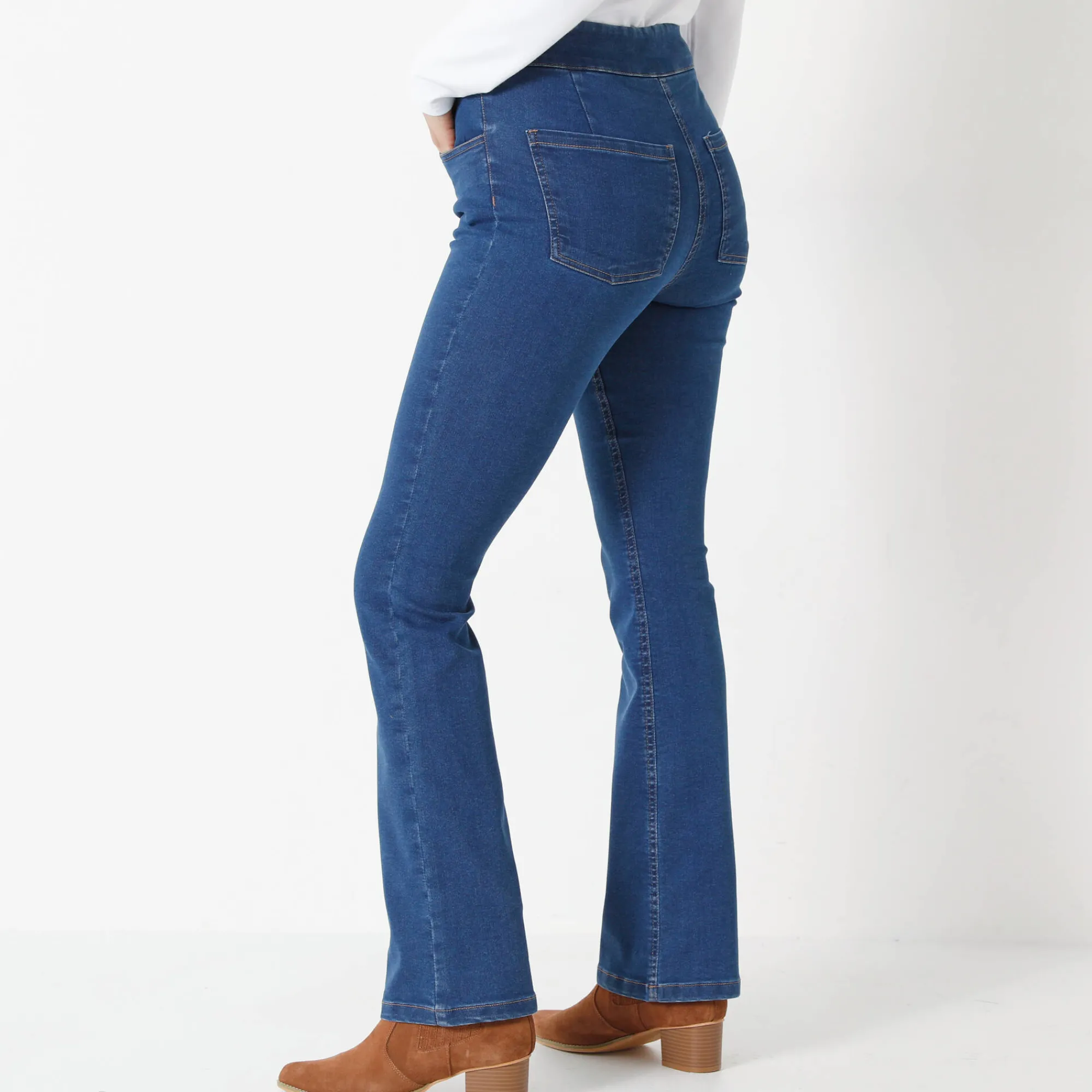 Jeans|Broek<Blancheporte Ultracomfortabele bootcut jeans, grote lengte stone