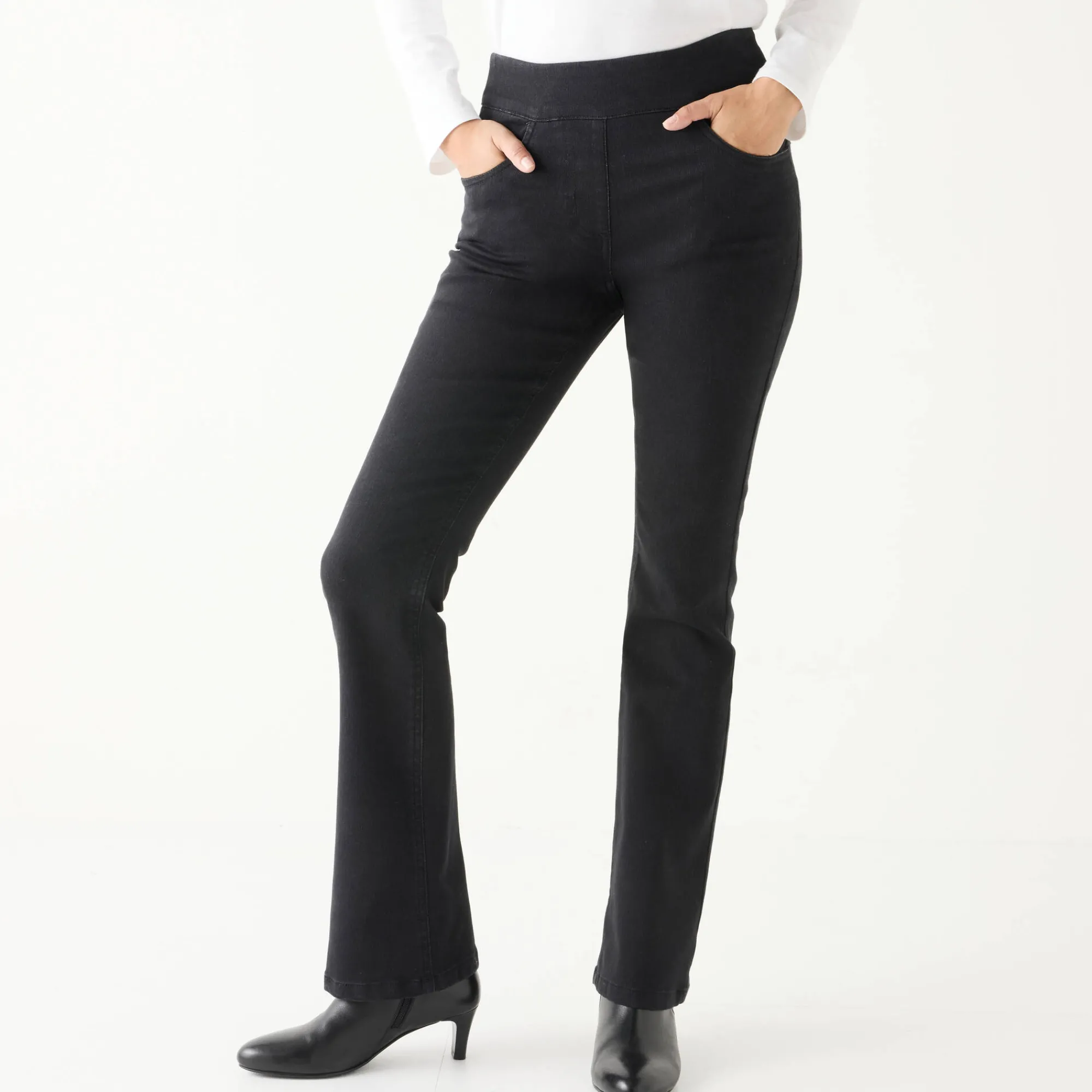 Jeans|Broek<Blancheporte Ultracomfortabele bootcut jeans, kleine lengte black